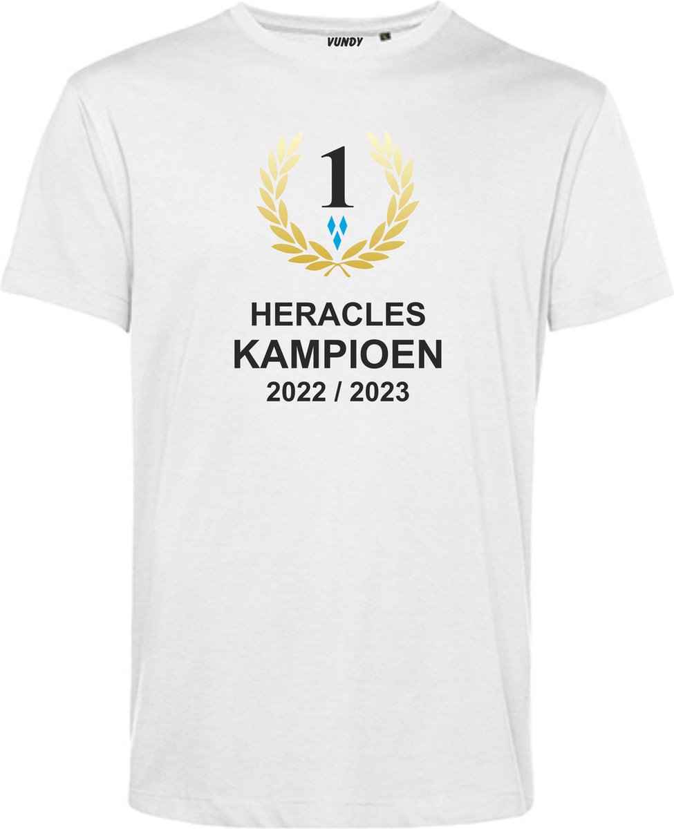 T-shirt Heracles Kampioen 2023 | Heracles Almelo Supporter | Shirt Kampioen Almelo | Kampioensshirt 2022-2025 | Wit | maat M
